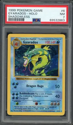 PSA 7 Gyarados (Shadowless) Base Set 6/102 Holo Pokemon Card B13 - Image 1