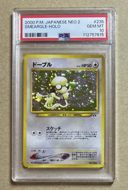 2000 Pokemon Japanese Neo 2 Smeargle Holo Card #235 PSA 10 - Image 1