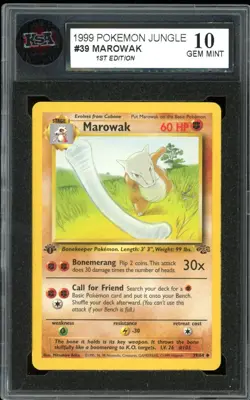 1999 Pokemon Jungle 1st Edition #39 Marowak KSA 10 Gem Mint - Image 1
