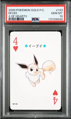 2000 POKEMON GOLD VERSION PLAYING CARDS 4 OF HEARTS #133 EEVEE PSA 10 - Image 1