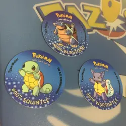 3x Pokemon Tazos Pogs Blastoise Line Walkers Quavers Lays Cheetos Vintage 2000s - Image 1