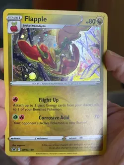POKEMON FLAPPLE SWSH189 PROMO BLACK STAR COSMOS HOLO WITH HD SWIRL NM CARD PICS - Image 1