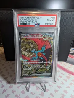 PSA 10 Roaring Moon ex SAR 218/187 sv8a Terastal Festival Japanese Pokemon Card - Image 1