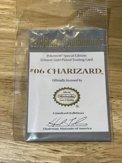 Pokemon Burger King 1999 Charizard Gold Card With COA - Image 4