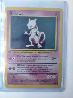 Pokemon TCG Base Set Mewtwo 10/102 Holo Rare Card Wizards of the Coast 1999 - Image 1