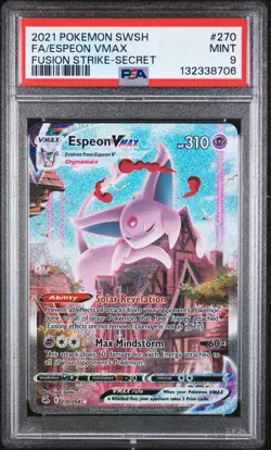 2021 POKEMON SWORD & SHIELD FUSION STRIKE SECRET #270 FULL ART/ESPEON VMAX PSA 9 - Image 1
