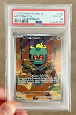 2025 POKEMON ENGLISH MEGA EVOLUTION ILLUSTRATION RARE - #146 MARSHADOW PSA 10 - Image 1