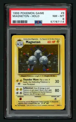 Pokemon PSA 8 NM-MT Magneton 1999 Base Set Unlimited Holo #9 - Image 1