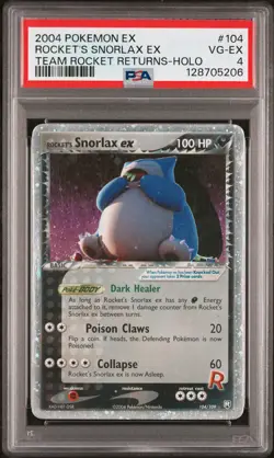 2004 POKEMON EX TEAM ROCKET RETURNS #104 ROCKET'S SNORLAX EX-HOLO PSA 4 - Image 1