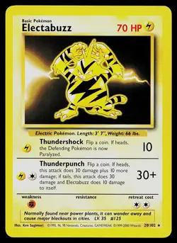 Pokemon Card - Electabuzz Base Set 1999-2000 UK 4th Print 20/102 Rare - Image 1
