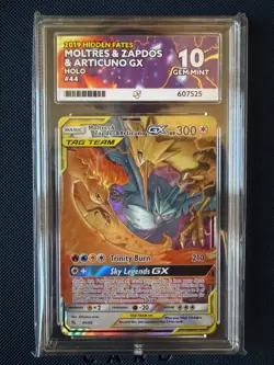 ACE 10 MOLTRES & ZAPDOS & ARTICUNO GX 44/68 HIDDEN FATES POKEMON CARD - Image 1