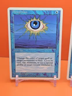 🔵🔵🔵 (2) 1995 Magic The Gathering THOUGHTLACE 4TH EDITION PLAYED 🔵🔵🔵 - Image 2