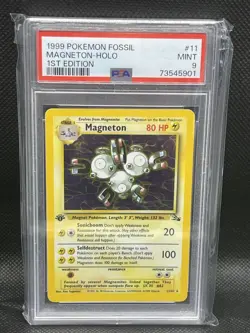 PSA 9 Magneton 11/62 Holo 1st Edition Fossil Pokemon - Image 1