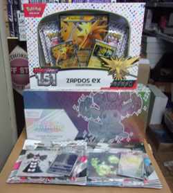 POKEMON PRISMATIC UPC + BLACK & WHITE TECH STICKERS + 151 ZAPDOS BOX - Image 1