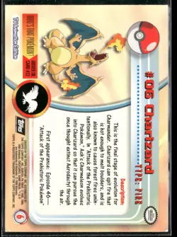 LP Topps #06 Charizard Holo Foil TV Pokemon TCG - Image 2