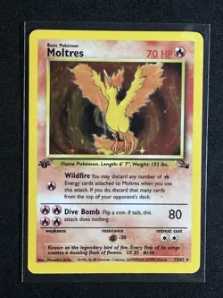 Moltres 12/62 1st Edition Holofoil Fossil Pokemon TCG LP - Image 1