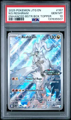 2025 POKEMON JTG EN-JOURNEY TOGETHER #167 N'S RESHIRAM PSA 10 - Image 1