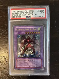 YUGIOH STON-EN034 ELEMENTAL HERO AIR NEOS ULTIMATE RARE PSA 9 MINT - Image 1