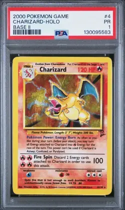 Pokemon TCG Charizard Base Set 2 Holo Rare Card 4/130 Psa 1 Fresh Cert! - Image 1