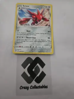 Pokemon Card Scizor 128/192 Rebel Clash Non Holo Rare Mint Condition - Image 1