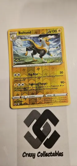 Pokemon Boltund 075/202 Reverse Holo Sword And Shield Nr Mint Card - Image 1