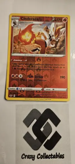 Pokemon Cinderace 034/202 Reverse Holo Sword And Shield Nr Mint Card - Image 1