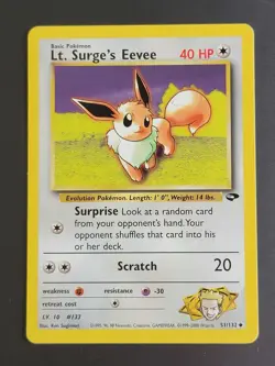 Lt. Surge's Eevee - 51/132 - Pokemon Gym Challenge Unlimited Card WOTC LP+ - Image 1