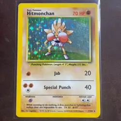 Hitmonchan Holo Rare Base Set 007/102 MP Pokemon Card - Image 1