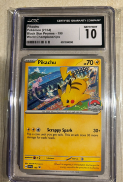 Pikachu Pokemon 2024 CGC 10 Black Star Promo SVP EN190 World Championships - Image 1