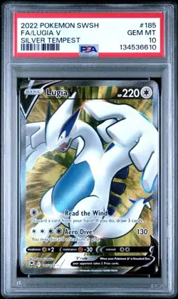 2022 POKEMON SWORD & SHIELD SILVER TEMPEST #185 FULL ART/LUGIA V PSA 10 - Image 1