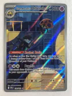 Pokemon TCG Destined Rivlas Team Rocket's Orbeetle 198/182 Near Mint - Image 1