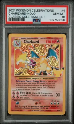 Pokemon Charizard Celebrations Classic Coll. Base Set Holo Rare #4 PSA 10 - Image 1
