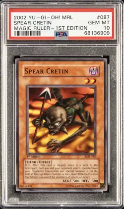 2002 YU-GI-OH! MRL-MAGIC RULER 1ST ED #087 SPEAR CRETIN PSA 10 - Image 1