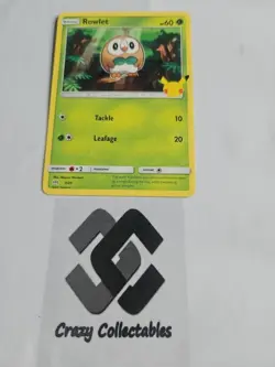 Pokemon Card Rowlet 7/25 Non Holo Mcdonalds 25th Anniversary Nr Mint - Image 1