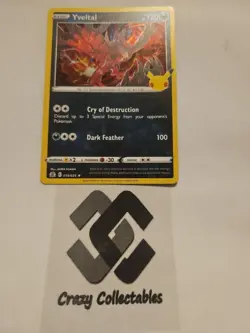 Pokemon Card Yveltal 019/025 25th Anniversary Celebrations Holo Nr Mint - Image 1
