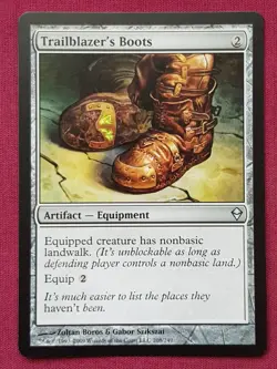Magic The Gathering ZENDIKAR TRAILBLAZER'S BOOTS artifact card MTG - Image 1