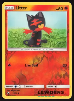 Litten - 15/73 - Reverse Holo Common - Shining Legends - Pokemon Card - Image 1