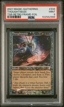 2021 MTG TIME SPIRAL REMASTERED RETRO FRAME-FOIL #334 THOUGHTSEIZE PSA 9 - Image 1