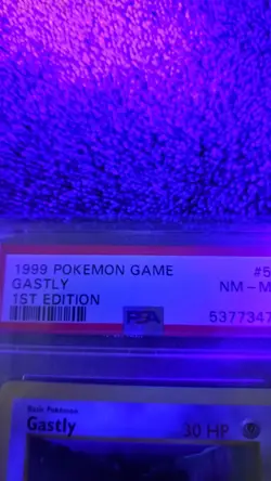 Pokemon 1999 Basic Base Set 1st Edition SHADOWLESS GASTLY #50/102 PSA 8 NM MT - Image 3