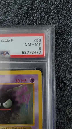 Pokemon 1999 Basic Base Set 1st Edition SHADOWLESS GASTLY #50/102 PSA 8 NM MT - Image 5