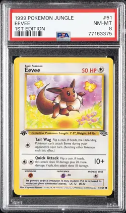 1999 POKEMON JUNGLE 1ST ED #51 EEVEE PSA 8 - Image 1
