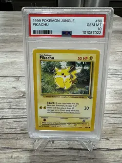 1999 WOTC POKEMON JUNGLE UNLIMITED PIKACHU 60/64 COMMON PSA 10 GEM MINT - Image 1