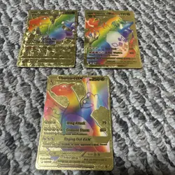 LOT OF 3 secret rare Charizard Gold Foil Card Lot VMAX GX . FAN ART - Image 1