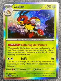 Ledian 003/142 NM EN Pokemon TCG Stellar Crown SCR Holo Rare - Image 1