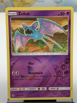 SHIPS SAME DAY Pokemon Card NM/M Zubat 64/214 Rev Holo Basic Psychic Type 2019 - Image 2