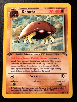 1st Edition Kabuto 50/62 Fossil Pokemon Card Rare MP - Image 1