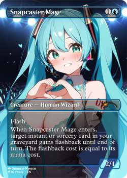 Hatsune Miku Snapcaster Mage - Fanart Borderless Style Card For EDH / Playtest - Image 1