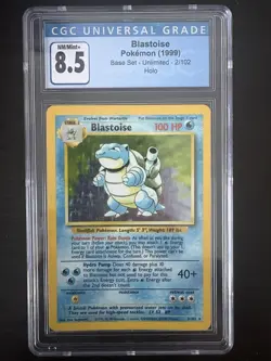 Pokemon TCG Blastoise Base Set 2/102 Holo Unlimited Holo Rare CGC 8.5 - Image 1