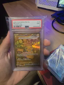 Pokemon Prismatic Evolutions Hyper Rare Gold #179 Pikachu EX, PSA 9 - Image 1
