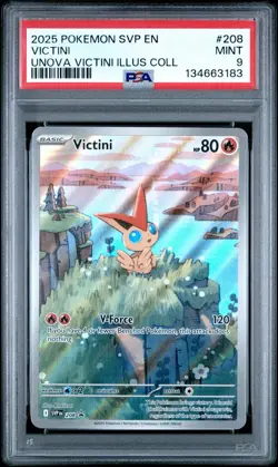 Pokemon TCG Victini SVP 208 Black Star Promo Illustration Collection PSA 9 - Image 1